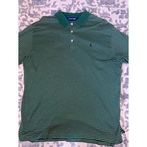 Polo golf Ralph Lauren green yellow striped‎ shirt size large